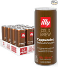 illy Ready To Drink Cappuccino Cold Brew Coffee Cans 100% Arabica Premium Italian Coffee 8.45oz 12 Pack