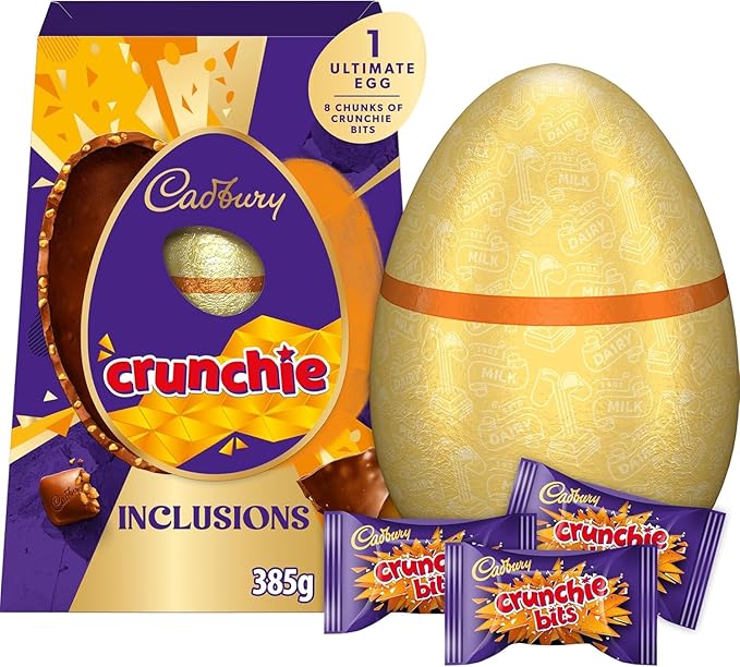 Cadbury Dairy Milk Ultimate Chocolate Easter Egg with Crunchie Inclusions Contains 1 Large Chocolate Shell and Individually Wrapped Chunks of Crunchie Bits Gift for Easter 385 g (Pack of 1)