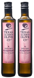 Texas Hill Country Olive Co Rosemary Infused Olive Oil - Cold Pressed Gourmet EVOO Olive Oil - Great for Dressing Dipping Marinade - No Artificial Flavors or Added Sugar - Made in Texas (16.9 oz 2 Pa
