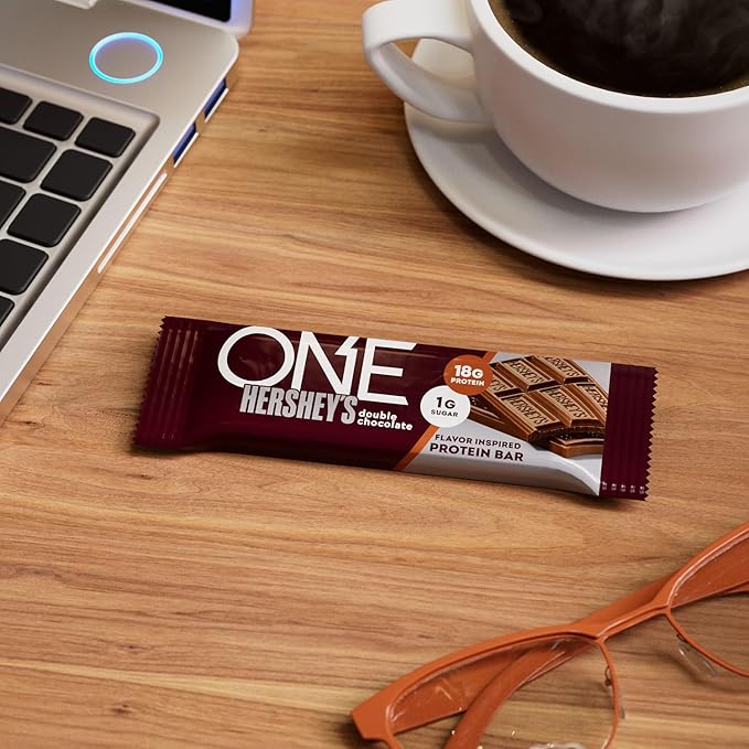 ONE Protein Bars NEW Hershey's Double Chocolate Gluten Free with 18g Protein and 3g Sugar Pantry Staples 2.12 oz (12 Pack)