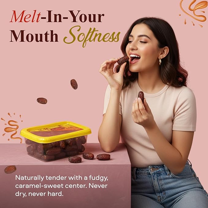 Sahara Gold Non Pitted Medjool Dates - Whole Sticky Gluten-Free Natural Sweet Fresh Dates Medjool - Soft High Fiber Fruit Perfect For Ramadan Snacking Baking &amp Smoothies 32 oz (2 lb)