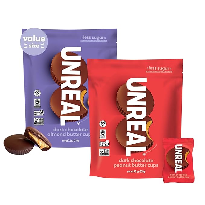UNREAL Cups Variety Pack | Value Size Bags | Less Sugar Fair Trade Non-GMO | No Corn Syrup Sugar Alcohols Soy