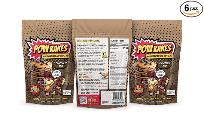 POWKAKES Protein Pancake Mix and Waffle Mix Chocolate Chip (6 Chocolate Chip)