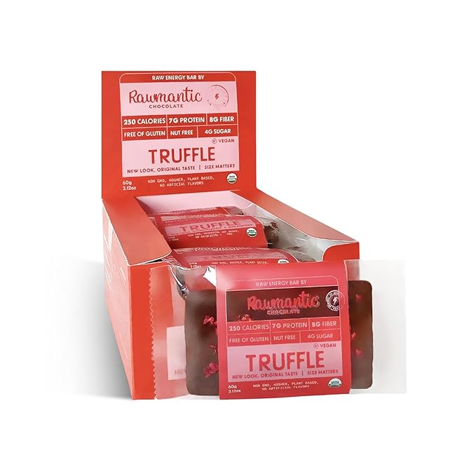 Rawmantic Dark Chocolate Berry Truffle (12 Mini Bars x 25g) – Blend of Dark Raw Chocolate Mixed Berries Pea Protein &amp More No Artificial Flavors Plant-Based Non-GMO &amp Kosher Guilt-Free S