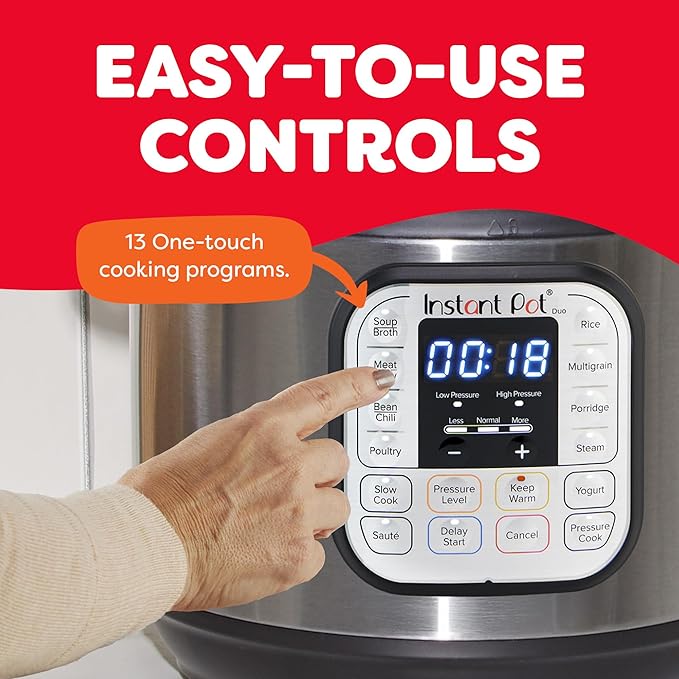 Instant Pot Duo 7-in-1 Electric Pressure Cooker Slow Cooker Rice Cooker Steamer Sauté Yogurt Maker Warmer &amp Sterilizer Includes App with Over 800 Recipes Stainless Steel 8 Quart
