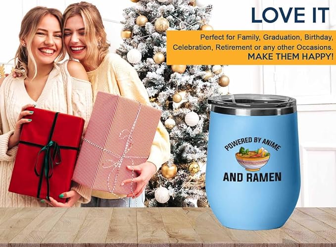 Ramen Lover Blue Edition Wine Tumbler 12oz - Powered by anime - Food Lovers chicken pumpkin vegan pantry spicy noodles