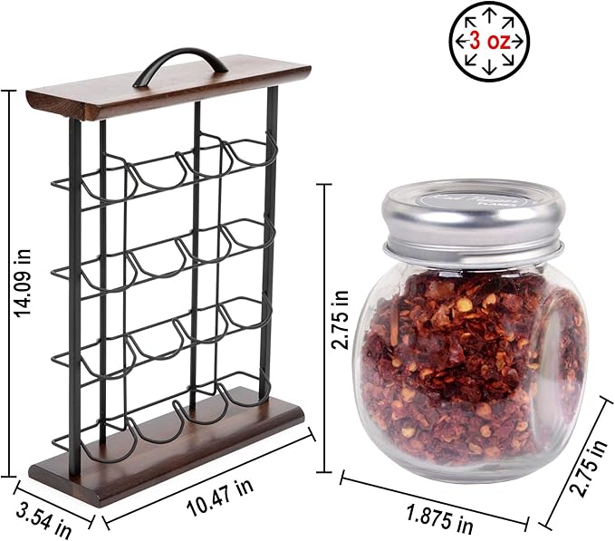 Orii 16 Jar Acacia Wood Vertical Spice Rack with Spices Included &amp 5-Year Spice Refill Program – Space-Saving Countertop Spice Rack with Glass Jars