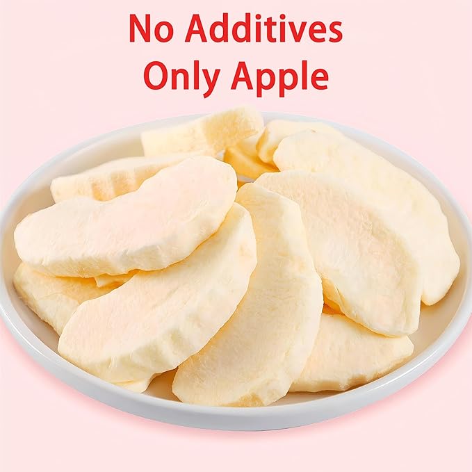 DGYLHBJ Freeze Dried Peeled Apple Slices Fuji Apple 7.05oz/200g 100% Natural Apple Crisps Snack No Added Sugar No Additives Vegan Gluten Free