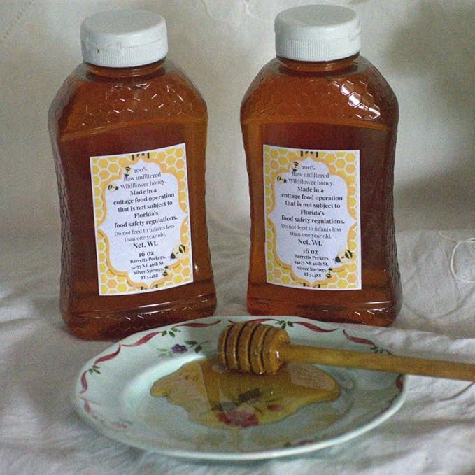 Raw Wildflower Honey Unfiltered from Ocala National Forest In Florida (16 ounces)