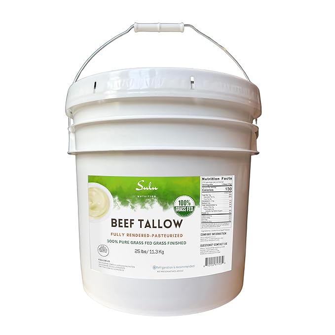 100% Pure Fully Rendered Grass Fed Grass Finished Beef Tallow- (25 lbs)