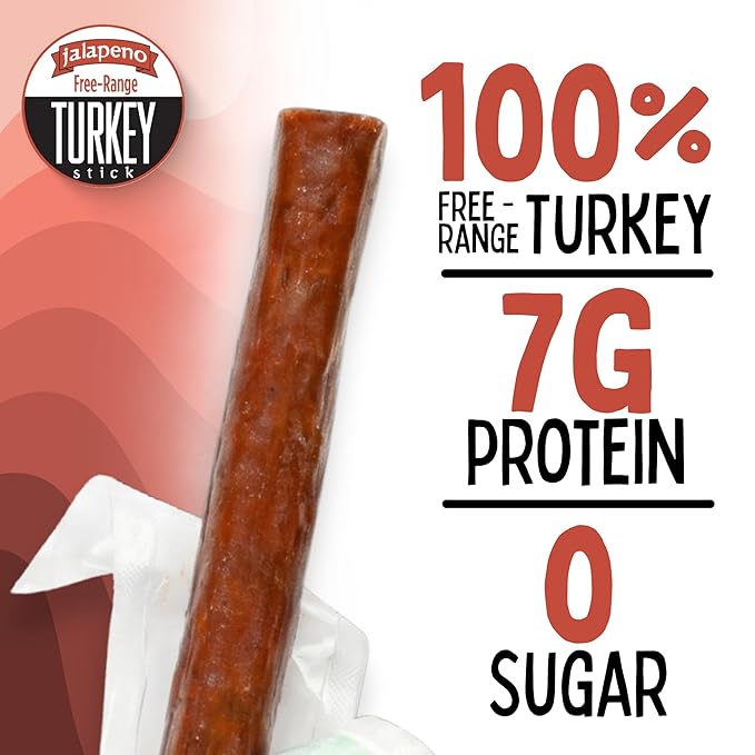 Jalapeño Turkey Sogo Snacks No Sugar Low Carb Free-Range from a 3rd Generation Independent Family Farm. Gluten Free Hiking Snacks. Keto Whole Paleo Friendly (Jalapeño Turkey 48 Count)