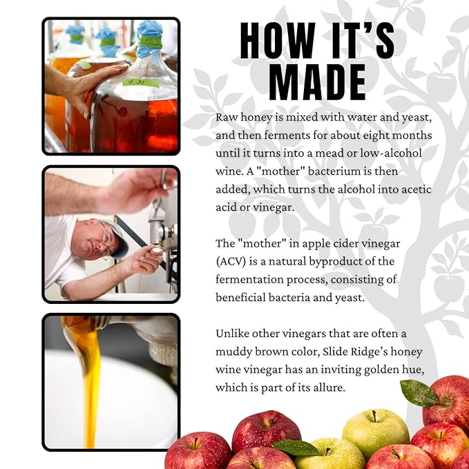 Slide Ridge Martin's Honey Apple Cider Vinegar | Crispy &amp Sweet | Wellness Kitchen &amp Household Staple | 16 oz (Pack of 6)