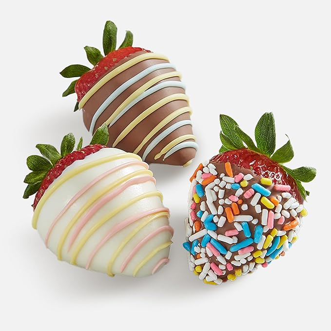 Shari’s Berries Birthday Strawberries | Chocolate Covered Strawberry Gift Box | Ideal for Valentine's Day Anniversary Birthdays Congratulations or Saying Thank You (Full Dozen 12 Berries)