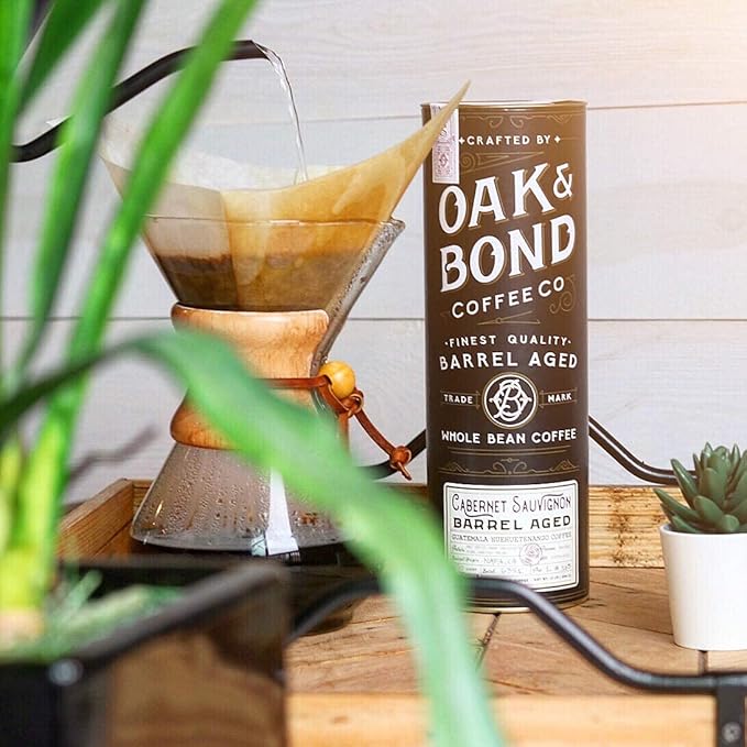 Oak &amp Bond Coffee Co. - Aged Cabernet Sauvignon Coffee Guatemala Huehuetenango Whole Bean Medium Roast Dark Chocolate Plum &amp Candied Pecan Flavors - 10oz