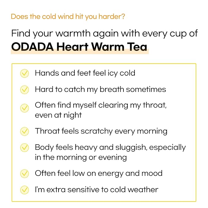 Odada Heart Warm Tea with Korean Pear &amp Bellflower Root Caffeine-Free Herbal Blend for Throat Comfort &amp Inner Warmth 24 Count Seasonal Wellness Infusion