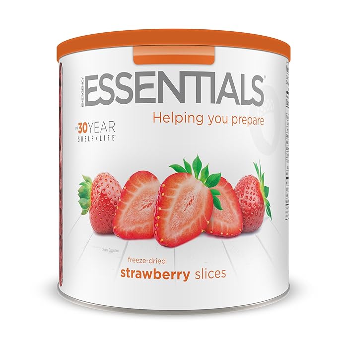 Emergency Essentials Freeze-Dried Strawberry Slices Bulk Freeze-Dried Fruit 30-Year Shelf Life 6.4-oz. Large Can