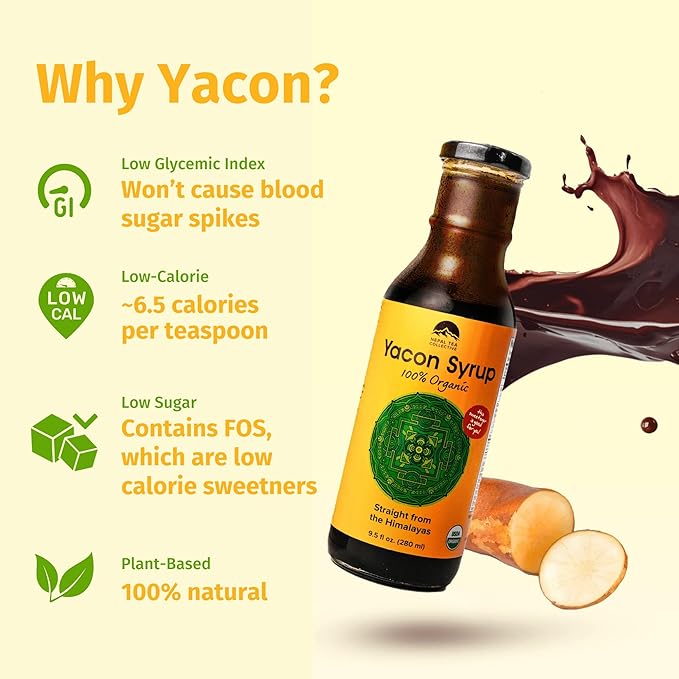 Nepal Tea Yacon Syrup 100% Organic 9.5 Fl Oz Glass Bottle - Low Calorie Satisfying Sweetness Rich in Minerals Low Glycemic High in FOS/Prebiotic for Digestive Health | 2 Pack
