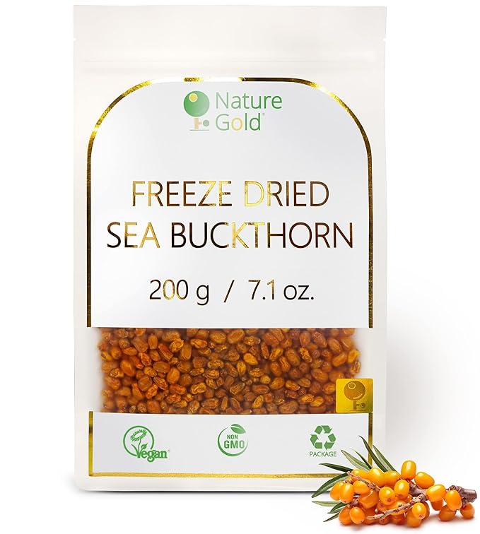 SEA BUCKTHORN Freeze Dried | 200g - 7.1oz | 100% Natural &amp Vegan | No-GMO | Without Sugar and Any Additions ~*~