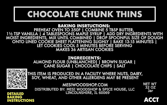 Chocolate Chunk Overload | Gluten Free Cookies| Chocolate Chip Cookie Mix | Cookie Dough Mix Makes 36 Thin Almond Flour Cookies| A Sweet Healthy Desert Made With Almond Flour