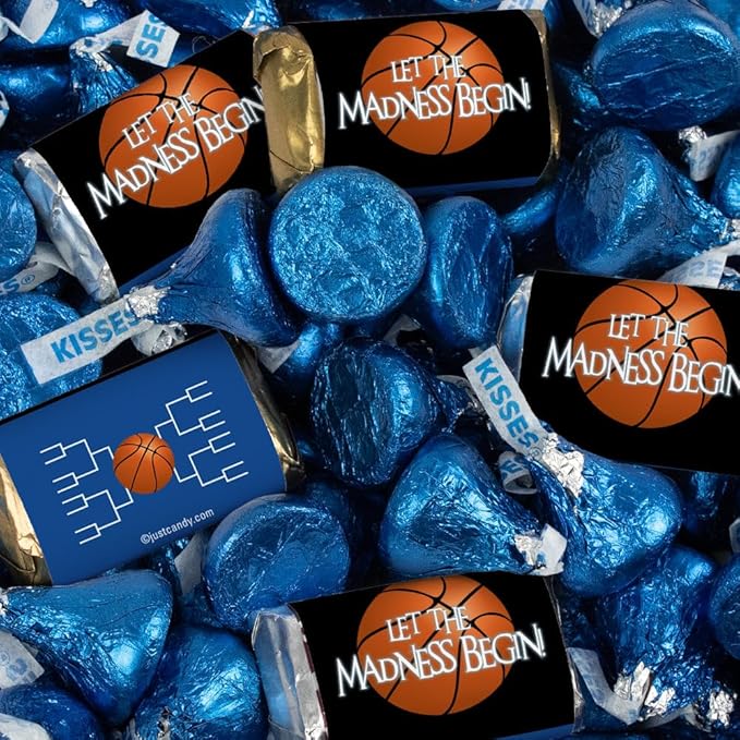 124 Pcs Blue Basketball Party Candy Favors Chocolate Mix Let the Madness Begin (1.52 lbs Approx. 124 Pcs)