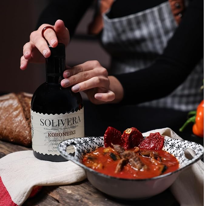 Solivera Koroneiki Extra Virgin Olive Oil Cold Pressed 400+ High Polyphenols Bold &amp Herbaceous Single-Origin Hand Picked Organic Olive Oil Healthy Gourmet Oil – 16.8 fl. oz. (Koroneiki)
