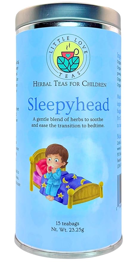 Sleepyhead Tea by Little Love Teas - Organic Caffeine-Free Herbal Tea for Kids &amp Families - Bedtime Wind-Down Ritual - Licorice root &amp Hibiscus - 15 Pyramid Teabags - Child-Friendly