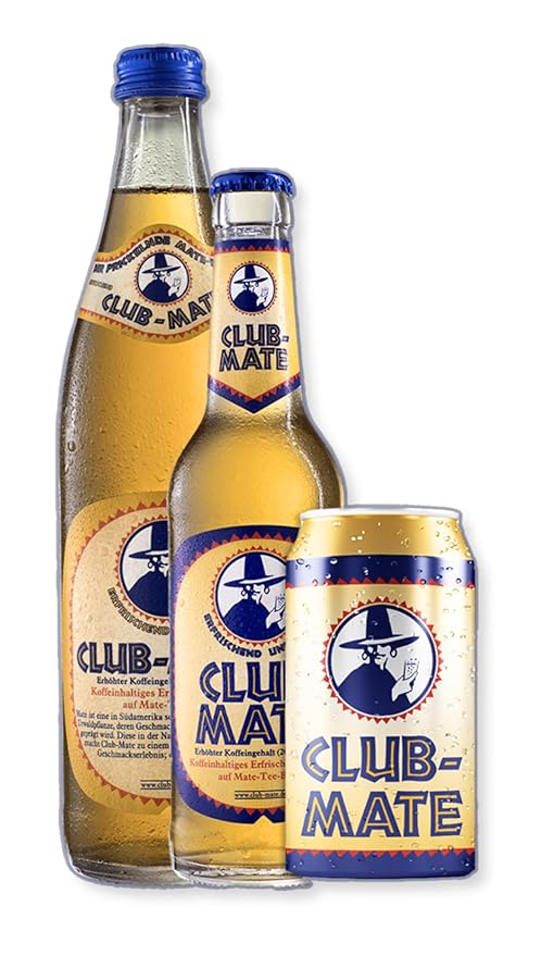 Club-Mate Sparkling Yerba Mate Tea | Natural Caffeine | Energy Drink Alternative | German Cult Beverage | Low Sugar Vegan Gluten-Free Non-Alcoholic | 11.2oz Can (24 Pack)