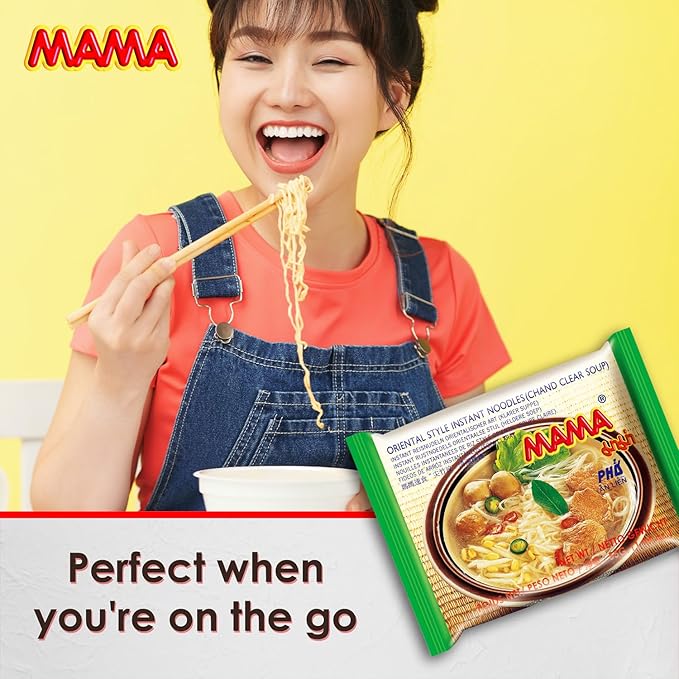 MAMA Noodles Chand Clear Soup Instant Rice Noodles w/Delicious Thai Flavors Hot &amp Spicy Noodles No Trans Fat w/Fewer Calories Than Deep Fried Noodles 30 Pack