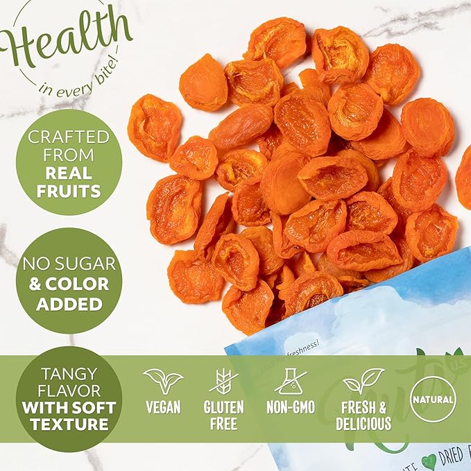NUTS U.S. - California Sun Dried Fancy Apricots | Juicy and Tangy Flavor | No Sugar or Color Added | Gluten Free and NON-GMO | Apricots In Resealable Bags (4 LBS)