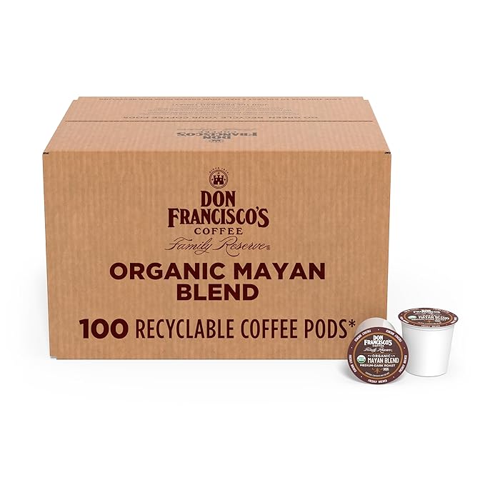 Don Francisco's Organic Mayan Coffee Pods 100 Count Medium-Dark Roast Compatible with Keurig Brewers