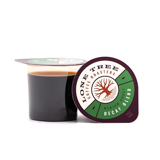 Lone Tree Single-Serve Coffee Pods – Premium 100% Arabica Liquid Concentrate – Smooth &amp Bold Decaf – 12 Pods – Ready Hot or Iced