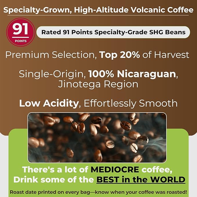 Santa Lucia Coffee - Specialty Nicaraguan Coffee Variety Pack - Light Medium &amp Dark Roast - Low Acid 91 Point SHG Small Batch Roasted 100% Single-Origin Whole Bean 3 Bags (16oz Each)