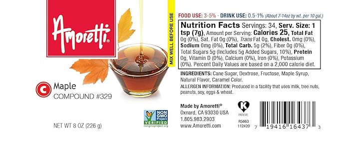 Amoretti - Maple Compound 2.2 lbs - Natural Flavors Shelf Stable Even After Opening Certified Kosher TTB Approved Perfect for Baking Applications &amp Beverages