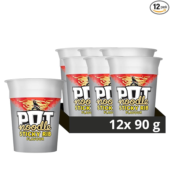 Pot Noodle Sticky Rib Flavour 90 g (Pack of 12)