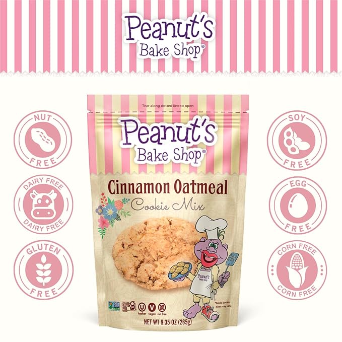 Peanut's Bake Shop - Vegan and Gluten-Free Cookie Mix | Non-GMO Kosher Cookie Mixes for Decadent Treats (Cinnamon Oatmeal - 3 Pack)