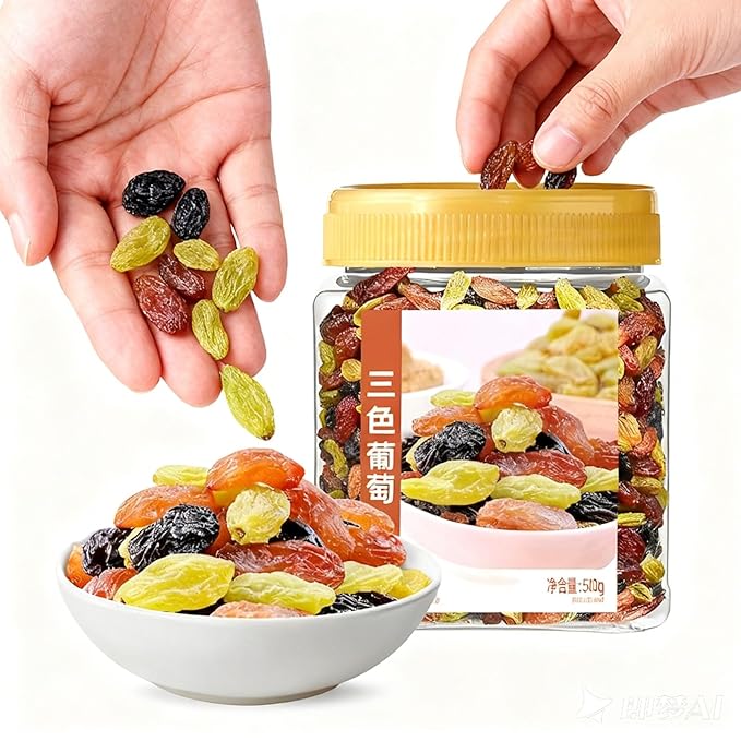 Three-Color Seedless Dried Grapes - Soft &amp Chewy No-Wash Raisin Snack Mix For Baking Oatmeal Yogurt (Bulk Pack Ready-to-Eat)