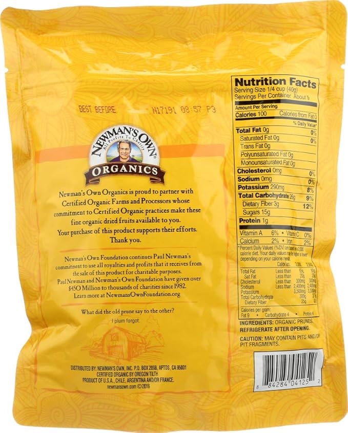 Newman's Own Organics California Prunes (Pack of 2) 12-Ounce Pouches