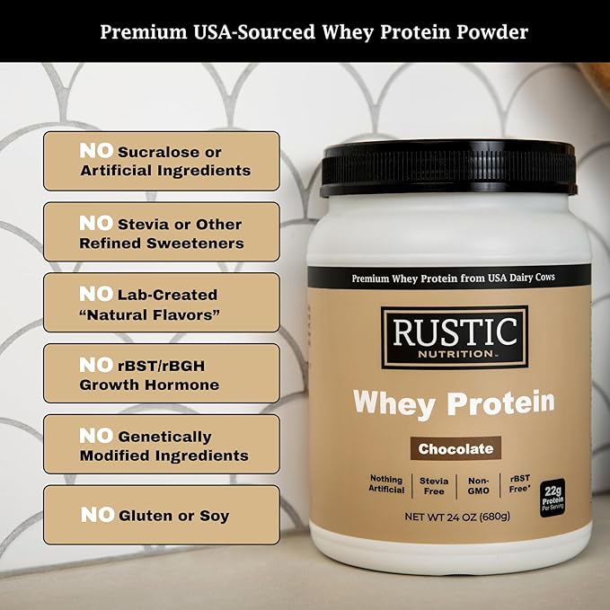 Premium Whey Protein Powder Sweetened with Coconut Sugar USA-Sourced No RBST/RBGH No Stevia or Sucralose Instantized Non-GMO Soy &amp Gluten Free (Chocolate 48 Oz)