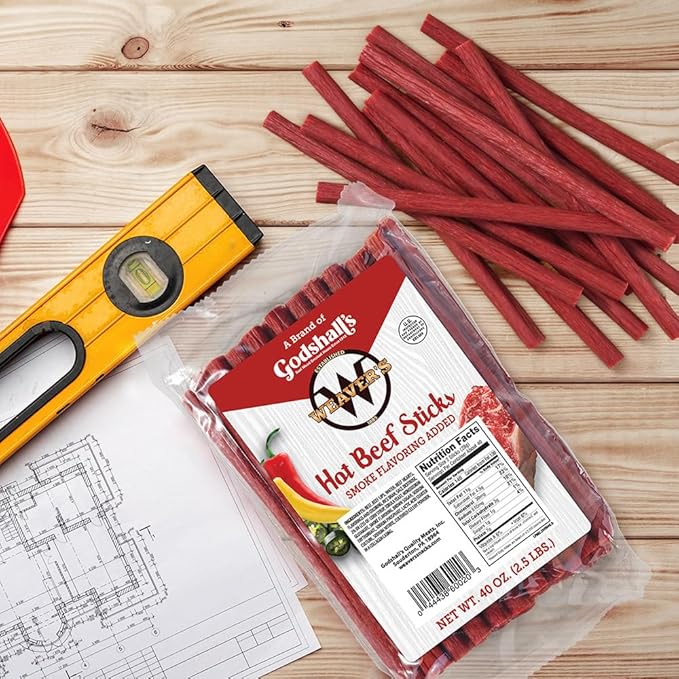 Weaver’s Hot Beef Sticks (80 hot &amp spicy 7” beef sticks per 40oz bag)