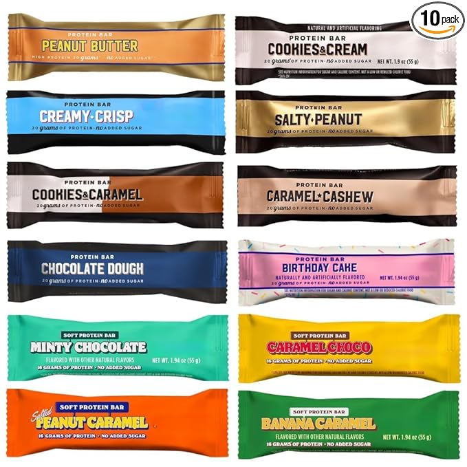 BarebeIIs Protein Bar Variety Pack Sampler Protein Snacks with 20g of High Protein (10 Pack)