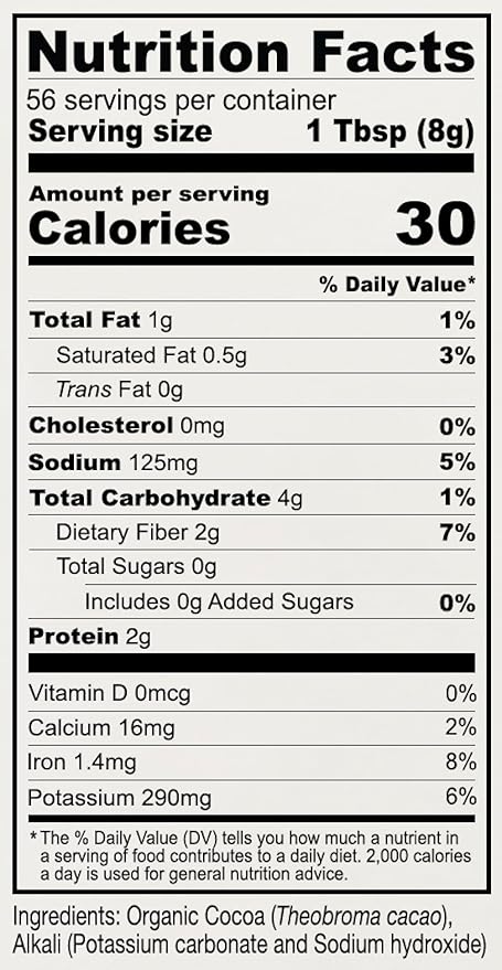 Anthony's Organic Black Cocoa Powder 1 lb Unsweetened Dutch Processed Gluten Free Non GMO