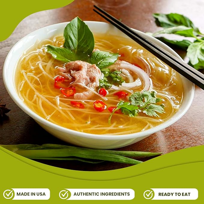 Essence of Lotus Instant Beef Pho Soup Mix — Ready-to-Eat Flavorful Restaurant-Quality Pho broth Made in the US (Beef Pho Soup Mix 12-Pack)