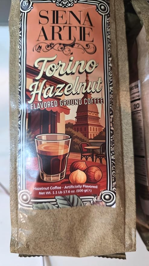 Siena Artie Torino Hazelnut Flavored Ground Coffee 1.1 lb per Bag 2 PackFlavor Profile: Hazelnut Net Weight: 1.1 Lb (17.6 oz. or 500 g). Form: Ground coffee