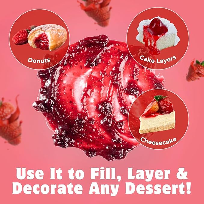 Jeynuuss Strawberry Pie Filling Strawberry Filling Cake Filling Cheecake Filling Cheesecake Filling Pastry for Cakes cream cheese filling Mermelada para Hornear Cake Filling Tub 2 LB Pack of 3