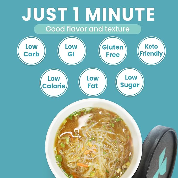 Hethstia Konjac Noodles Instant Miso Soup Cup – 6 Packs Shirataki Pasta Angel Hair with Low Carb Miso Broth Ready to Eat Ramen Low GI Keto-Friendly Healthy Asian Noodles Holiday Gift