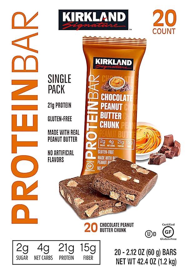KIRKLAND SIGNATURE Protein Bars Chocolate Peanut Butter Chunk 2.12 oz 20-count