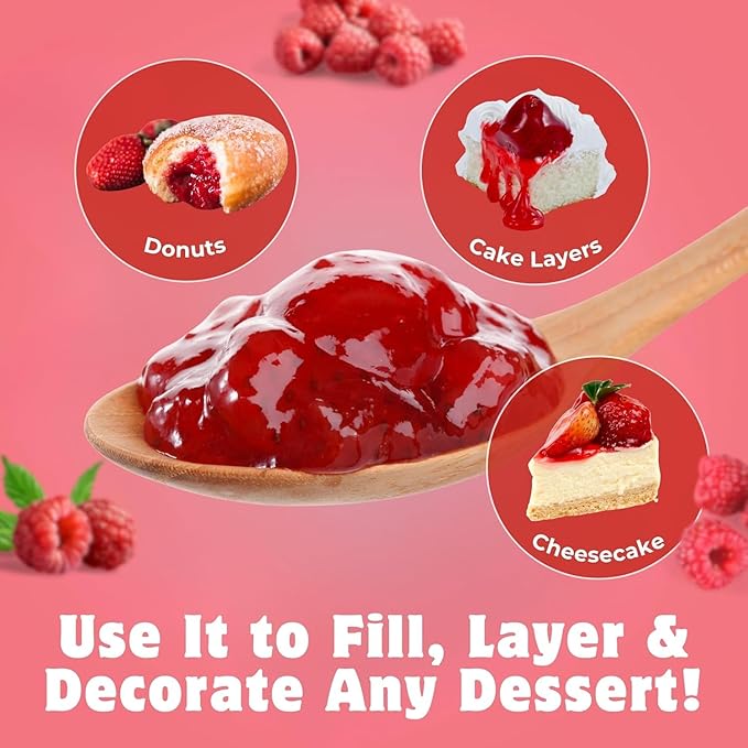 Jeynuuss Raspberry Cake Filling 2LB - Pastry Filling Raspberry Filling for Cakes Cream Cheese Filling 3 Pack