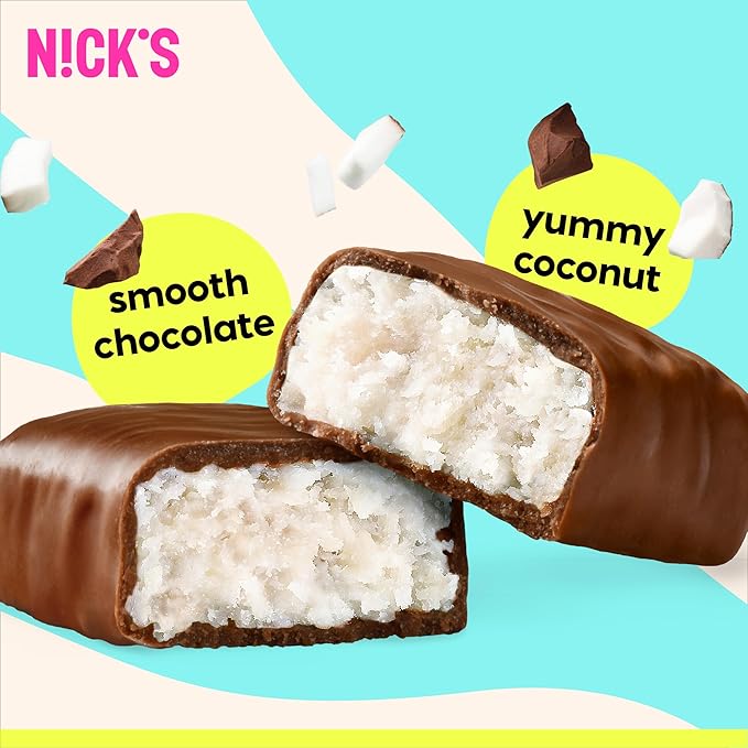NICKS Keto Chocolate Candy Bars – Variety Pack Coconut and Peanuts and Fudge No Added Sugar Low Carb 180 Calories Gluten-Free Sweets – 15-Pack (40g Each)
