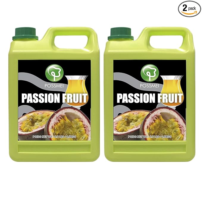 Possmei Passion Fruit Flavored Syrup 5.5 Pound Plastic Jar 2 Pack