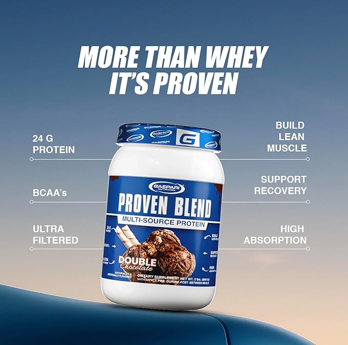 Gaspari Nutrition Proven Blend Multi Source Protein Powder Beef Protein Isolate Whey Concentrate and Whey Isolate Builds Lean Muscle 24g of Protein (28 Servings Double Chocolate)
